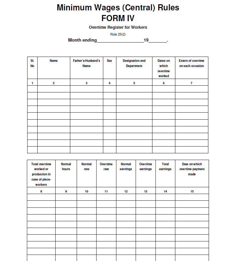 HR report overtime Register