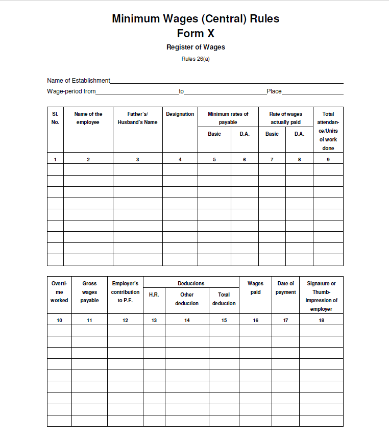 HR report wage register