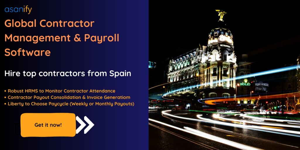 Pay contractors in Spain with Asanify 